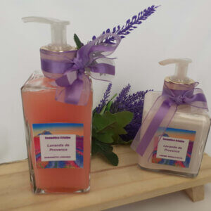 Combo Luxo Sabonete Líquido e  Creme Hidratante para as Mãos-Luvas de Silicone "Coleção Lavanda de Provence"(#lavanda-5)